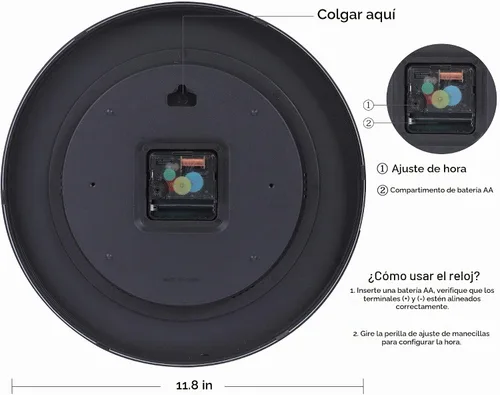 Vista 9 de Lafocuse Reloj de pared negro silencioso de 12 pulgadas, funciona con pilas, reloj de pared de granja para cocina, sala de estar, decoración rústica