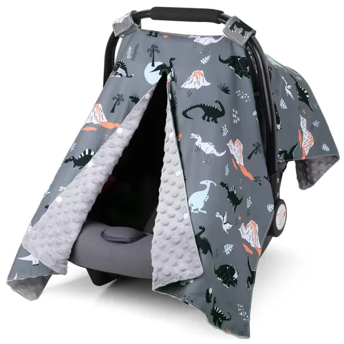 Vista 13 de Funda para Asiento de Coche Rquite para Bebé, Fundas para Asiento de Coche para Niño, Funda para Asiento de Coche de Invierno de Minky, Dosel
