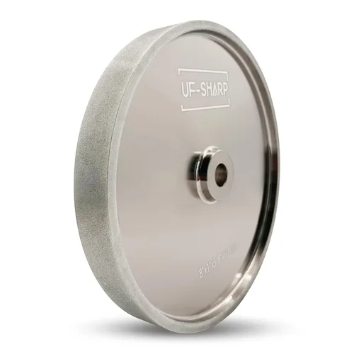 Vista 8 de Rueda de molienda CBN UF-SHARP de 8 pulgadas, grano 80, 1" de ancho, eje de 5/8", adecuada para todo tipo de amoladoras de banco de 8 pulgadas