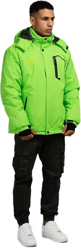 Vista 3 de CorBuyit Chaqueta de esquí con capucha para hombre, abrigo impermeable de nieve
