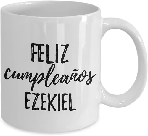 Vista 2 de Feliz Cumpleanos Ezequiel - Taza de café con nombre personalizado para regalo de cumpleaños, 11 onzas