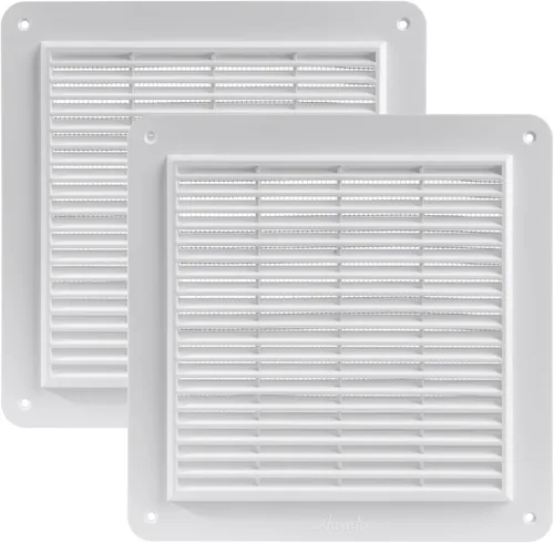 Vista 10 de Vent Systems Cubierta de ventilación de plástico blanco de 10 x 10 pulgadas (tamaño exterior) - Rejillas duraderas de pared y techo con malla