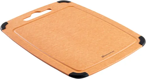 Vista 11 de Restaurantware Nature Tek - Tabla de cortar de 11.8 x 9.3 pulgadas, 1 tabla de cortar de madera antideslizante, ranura para jugo y mango integrado