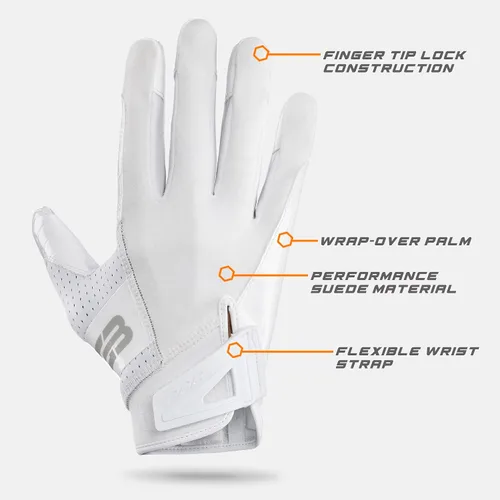 Vista 4 de Grip Boost DNA 2.0 Football Gloves with Engineered Stick - Adult Sizes Blanco