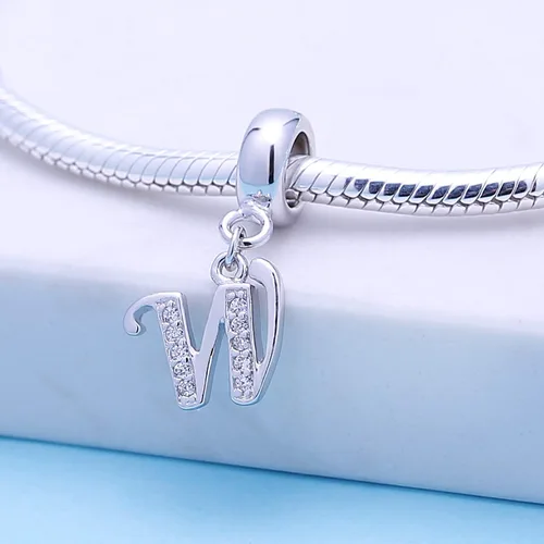 Vista 94 de ABUN Abalorio de plata de ley 925 con letra A a la Z, espaciador de inicial, con circonita cúbica transparete colgante, auténtica, para pulseras