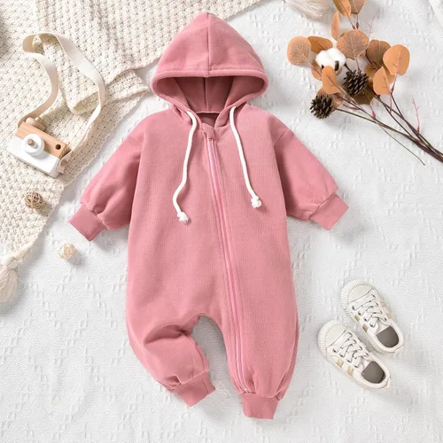 Vista 4 de Unutiylo Enterizo unisex de manga larga con cremallera y capucha para bebés y niñas