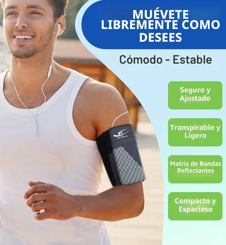Vista 2 de HiRui Brazalete deportivo universal para teléfono celular, brazalete para correr para entrenamiento de ejercicio, compatible con iPhone Negro