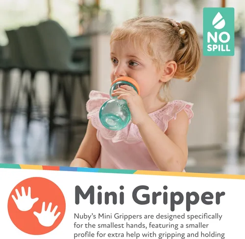 Vista 3 de Nuby Mini Gripper No-Spill Baby Sippy Cups with Soft Spout - (3 Pack) 6 oz - 6+ Months - Pink/Purple/Aqua