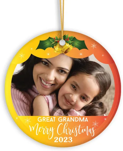 Vista 12 de Adorno de Navidad con foto personalizada 2023, adorno de Navidad con nombre del bebé, adorno de Navidad con texto personalizado para bebé, recién