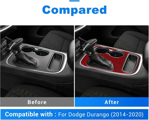 Vista 3 de AIRSPEED Cubierta de panel de palanca de cambios de fibra de carbono, calcomanía para consola central interior para Dodge Durango 2018 2019 2020