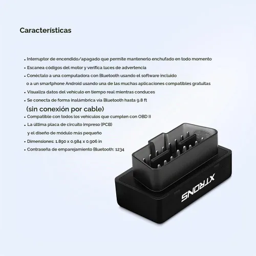 Vista 4 de XTRONS OBD2 II Herramienta de diagnóstico auto del coche lector de código de coche comprobar motor con interruptor de encendido/apagado para OBD01S