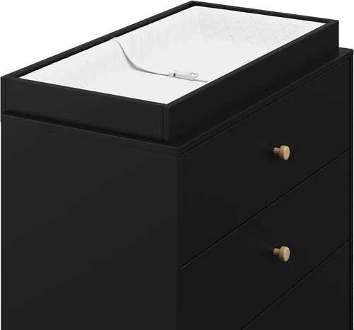 Vista 10 de Storkcraft California - Cómoda de 3 cajones con cambiador, color negro/madera flotante
