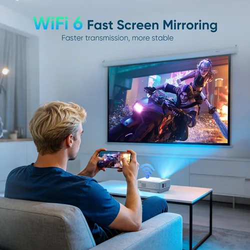 Vista 2 de Mini proyector con WiFi y Bluetooth, proyector de cine al aire libre