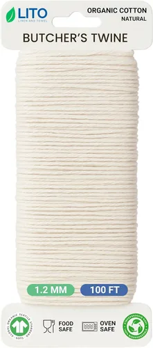 Vista 18 de Cuerda de algodón orgánico verde y blanco – 200 pies para envolver, hornear, carnicero, manualidades, proyectos de bricolaje, Pascua, Navidad