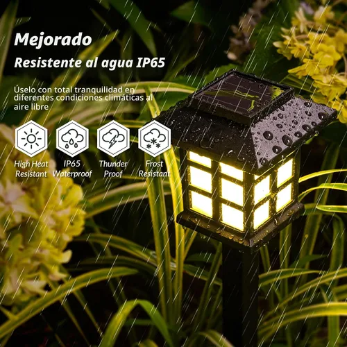 Vista 2 de SOLPEX Luces Solares para Exteriores, Paquete de 12 Luces Solares para Senderos, Luces de Pasarela para Exteriores, Luz de Jardín, Senderos Blanco