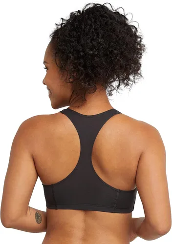 Vista 4 de Hanes Bralette de algodón con espalda cruzada para mujer (paquete de 3), BlancoConcreto Pe HeatherNegro