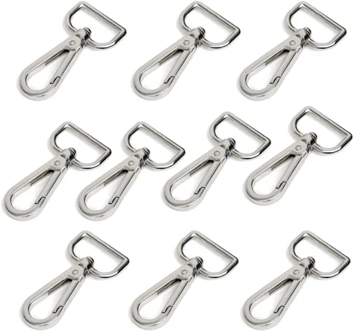 Vista 7 de 10 cierres giratorios de 1 pulgada con anillo en D de langosta para correa, cordón de puerta de empuje, clips de gancho giratorio a presión (dorado)