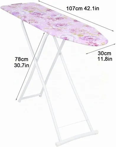 Vista 7 de cdar Tabla de planchar plegable mejorada 2024, buena altura de carga ajustable, tabla de planchar de madera y hierro, borde liso, tabla de planchar