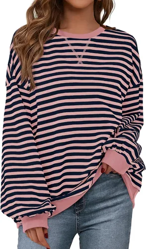 Vista 22 de BTFBM Sudadera de gran tamaño para mujer 2026 otoño Azul Beige Blanco