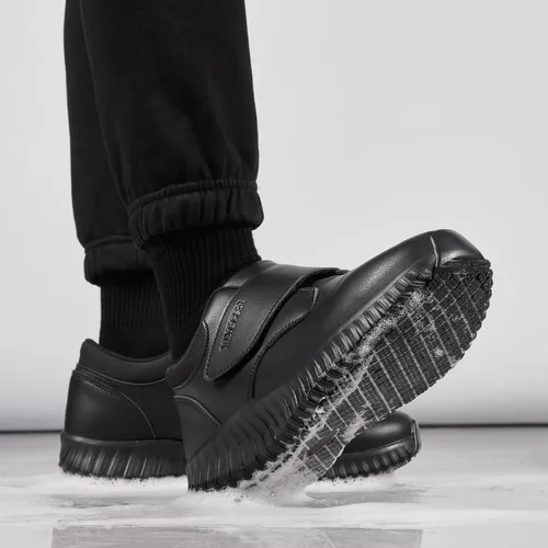 Vista 7 de Zapatos de trabajo antideslizantes negros para hombres Servicio de alimentos Restaurante Deslizamiento en el zapato resistente al agua