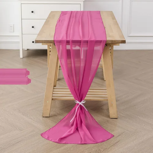 Vista 23 de Paquete de 2 caminos de mesa de gasa de 10 pies de 29 x 120 pulgadas, camino de mesa romántico transparente para boda, fiesta de cumpleaños