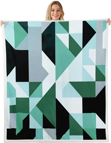 Vista 18 de Erosebridal Black Blue Triangles Square Fleece Throw Blanket 40"x50" - Ultra-Soft for Couch Sofa Bed,3D Geometric Pattern Sherpa Blanket,Abstract
