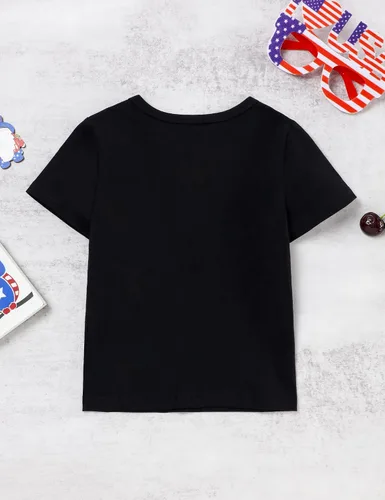 Vista 3 de Vestido de tirantes para bebé niña del 4 de julio, vestido de rayas con estrellas y bandera estadounidense, traje patriótico para el Día