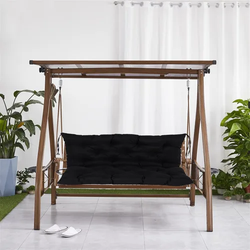Vista 7 de Cojines de banco de repuesto suaves y gruesos con lazos, cojín para silla colgante, cojín de sofá tatami para suelo, almohadilla de banco Negro