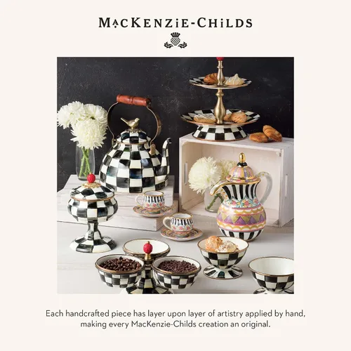 Vista 6 de MACKENZIE-CHILDS Colador de esmalte, colador decorativo de cocina, pequeño, a cuadros cortesanos en blanco y negro
