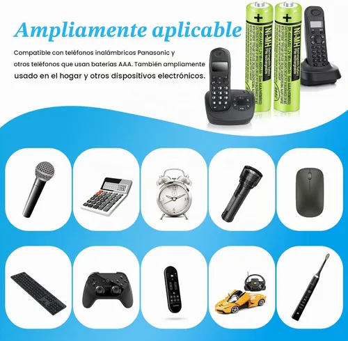 Vista 5 de Paquete de 4 baterías AAA recargables NI-MH para teléfonos