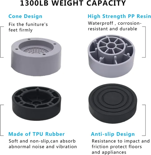 Vista 4 de Elevadores redondos para muebles (juego de 4) elevadores de cama resistentes de 1 pulgada, 2 pulgadas, 3 pulgadas, elevadores de cama ajustables
