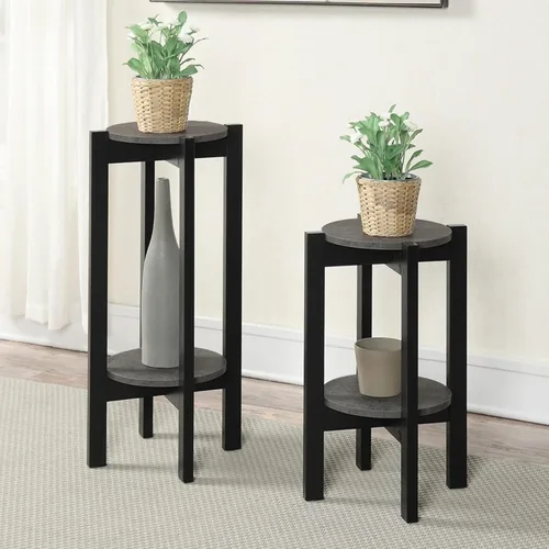 Vista 7 de Convenience Concepts Newport - Soporte mediano para plantas, cemento sintético, color negro Cemento sintético/negro