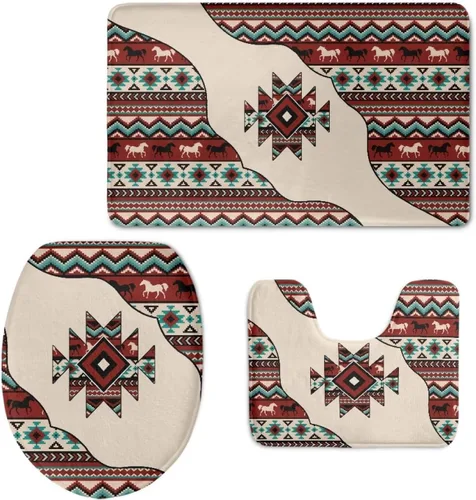 Vista 19 de HUGS IDEA Alfombra de baño, alfombra de baño, alfombra de baño, diseño de bandera estadounidense, mariposa, floral, juego de tapetes de baño
