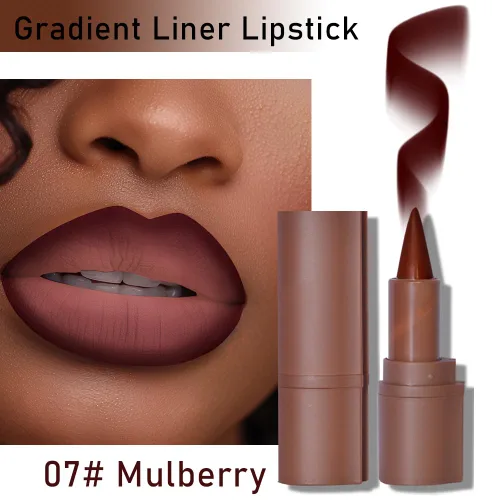 Vista 40 de BAISEN DIARY 2 en 1 doble punta mate delineador de labios y brillo de labios, lápiz combinado de labios marrón nude degradado, delineador de labios