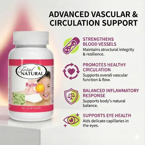 Vista 11 de Rutin 50mg 90 comprimidos [1 botella], ayuda a absorber y utilizar la vitamina C, mejora la salud vascular, cuidado de la vista