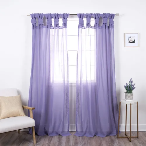 Vista 13 de Best Home Fashion Juego de 2 cortinas traslúcidas de lino sintético con pestaña torcida, tratamiento de ventana para sala de estar, comedor, Gris