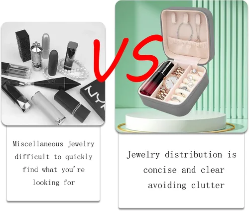 Vista 5 de Mini joyero de viaje, pequeñas cajas organizadoras de joyas, cajas portátiles de almacenamiento de regalos para anillos, colgantes, aretes