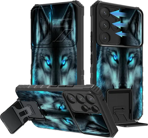 Vista 155 de Funda para Samsung Galaxy A13 5G/4G/A04S, Galaxy A13 5G con cubierta de cámara deslizante, funda de doble capa integrada con función atril