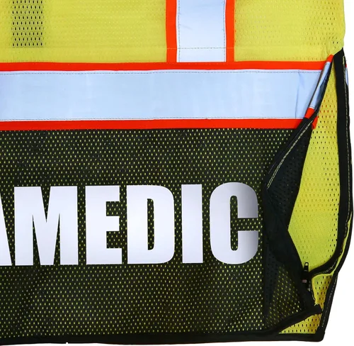 Vista 8 de Chaleco de seguridad para sobrevivientes paramédicos, tipo R Clase 2 con logotipos reflectantes y bolsillo trasero Jumbo
