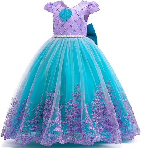 Vista 2 de Vestido de princesa de sirena para niñas, disfraz de sirena para Ariel