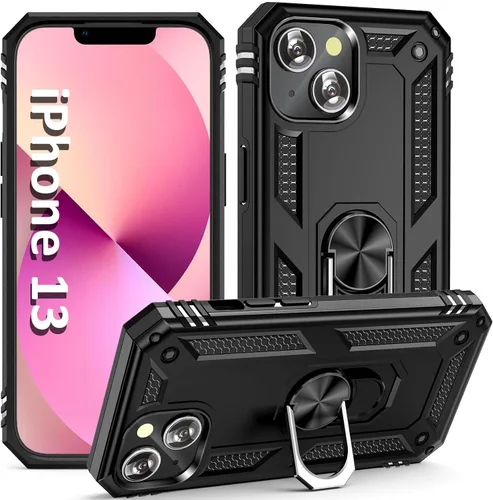 Vista 16 de ADDIT Funda para iPhone 13 Mini iPhone 13 Mini, con soporte de anillo, soporte magnético para automóvil, grado militar, resistente, para iPhone 13