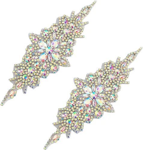 Vista 18 de Apliques de cuentas de perlas de diamantes de imitación rojos apliques de novia accesorios de cristal de ajuste de diamantes de imitación