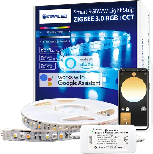 Vista 8 de GIDEALED Paquete de 2 controladores LED inteligentes ZigBee 3.0 de 2 salidas para tiras RGB de 4 pines regulables compatibles con Hub Bridge, Amazon