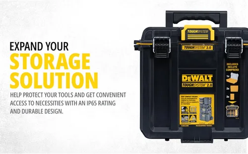 Vista 21 de DEWALT TOUGHSYSTEM 2.0 Caja de herramientas profunda compacta y duradera con divisores extraíbles (DWST08035)