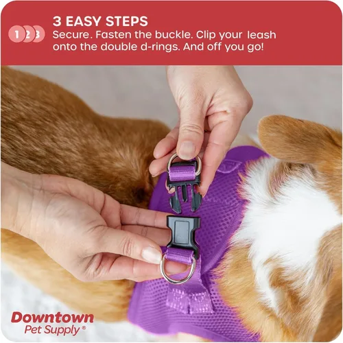 Vista 79 de Downtown Pet Supply Arnés para perro Step-in – Sin tirones, malla acolchada ajustable con ribete reflectante, correa de hebilla segura – Arnés