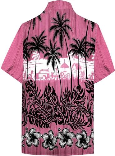 Vista 2 de LA LEELA Men's Hawaiian Shirt Short Sleeves Printed Button Down Summer Beach Dress Shirts