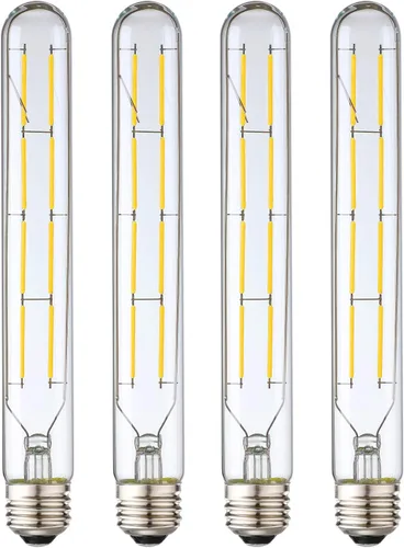 Vista 13 de Leools Bombillas de tubo LED, bombilla tubular de filamento LED T10 estilo Edison, bombilla LED antigua regulable de 12 W, base E26, vidrio Blanco