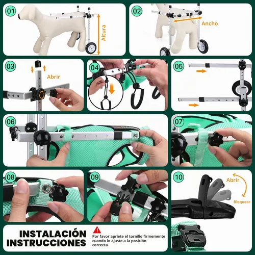 Vista 9 de Nasjac Silla de ruedas para perros para patas traseras, silla de ruedas