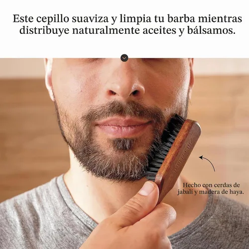 Vista 3 de ZilberHaar - Kit de cuidado de barba para hombres - 1 cepillo regular para barba + 1 bálsamo para barba + 1 crema hidratante + 1 babero para barba
