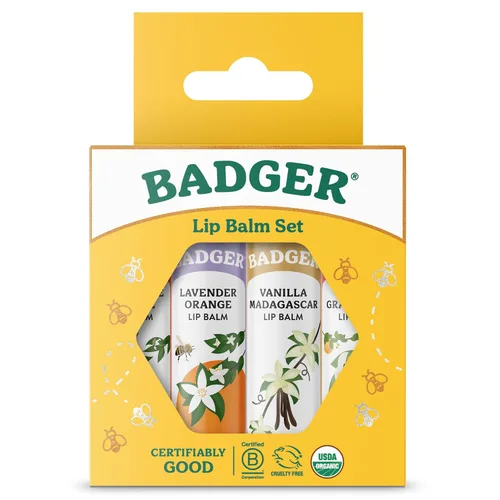 Vista 2 de Badger Juego de Bálsamo Labial Orgánico Clásico - Caja Amarilla, Juego de Regalo de Hidratante Labial Ligero y Sedoso de Larga Duración, Paquete